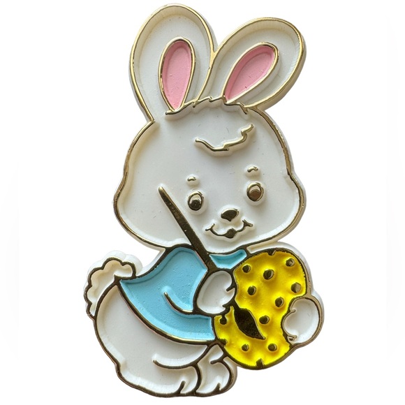 Hallmark Jewelry - Vintage 1981 Hallmark Easter Bunny Pin Brooch Rabbit Painter Brush